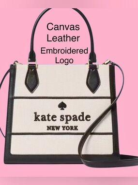 Kate Spade CHOOSE Tan OR Black Leather & Heavy Canvas/Structured NWT Ellie Tote